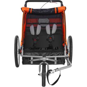 VEVOR Bike Trailer for Toddlers, Kids, Double Seat, 100 lbs Load, 2-In-1 Canopy Carrier Converts to Stroller