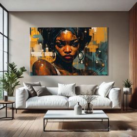 African Abstract Figure Wall Art Black Women Art Hand Painted Oil Painting Oversized Wall Art Abstract African Women Wall Art African Modern Art (Style: 01, size: 50x70cm)