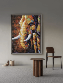 Large bstract Elephant Oil Painting on Canvas Original Hand painted Elephant Canvas Art Modern Textured Animal Wall Art for Living Room (Style: 01, size: 140x210cm)